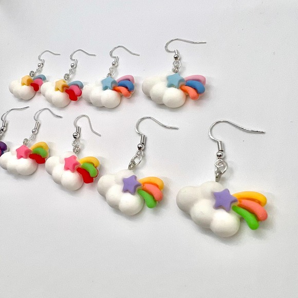 Cloud Earrings - Rainbow Earrings - Rainy Day Earrings - Baby Shower Earrings - Picture 4 of 11